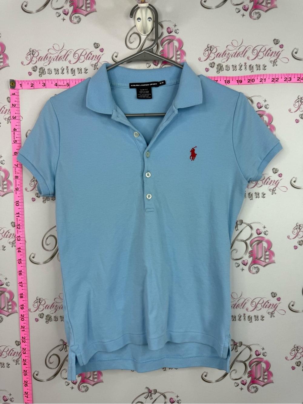 Ralph Lauren sport polo tshirt Light Blue Polo with Red Pony Embroidery